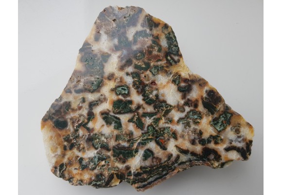 Intensywnie zielony jaspis w białym chalcedonie z aluwiów Nysy Kłodzkiej