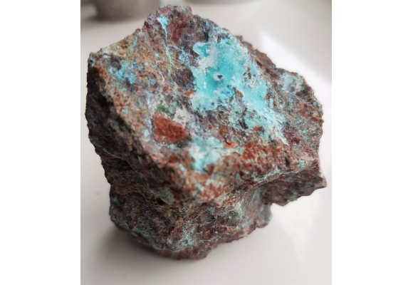 Błękitna chryzokola pokryta szczotką kwarcową z Rędzin k. Kamiennej Góry