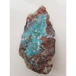 Błękitna chryzokola pokryta szczotką kwarcową z Rędzin k. Kamiennej Góry