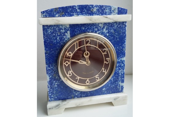 Zegar kominkowy z lazurytu i marmuru w stylu klasycystycznym
