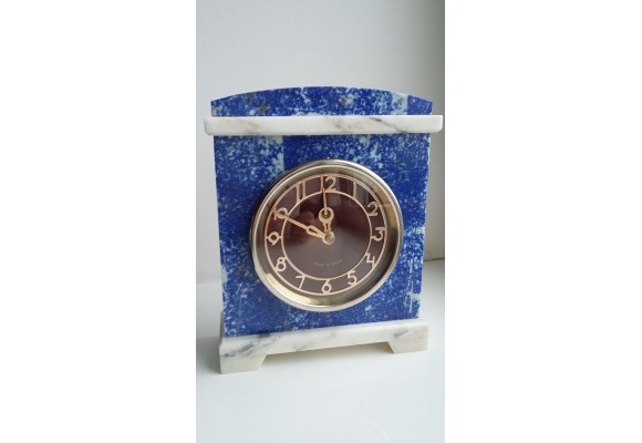 Zegar kominkowy z lazurytu i marmuru w stylu klasycystycznym