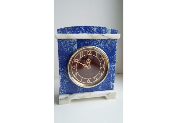Zegar kominkowy z lazurytu i marmuru w stylu klasycystycznym