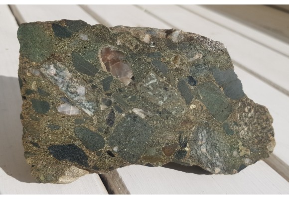 Polerowany okaz zlepieńca kulmu z depresji Świebodzic